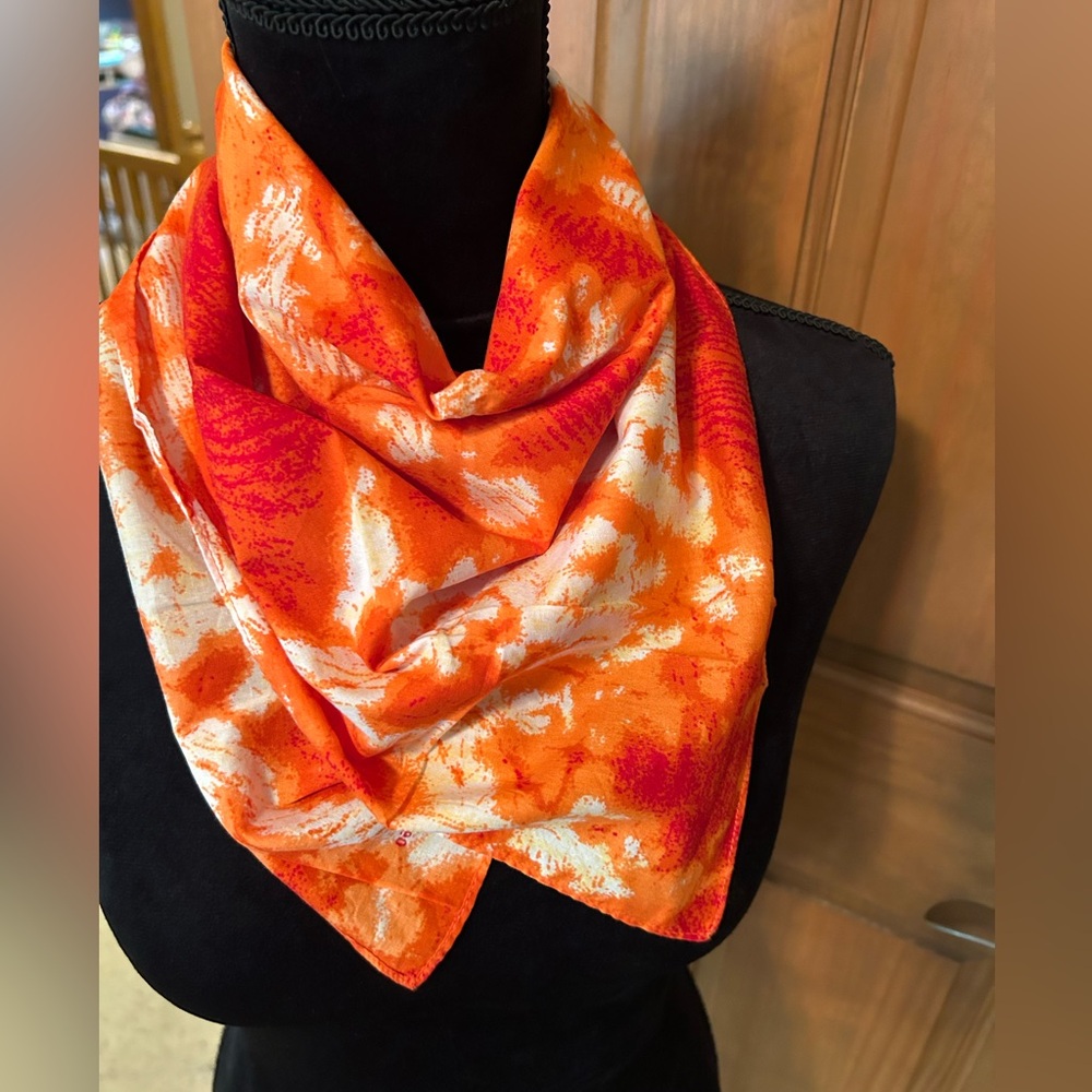 Vibrant Burnt Orange and White Scarf